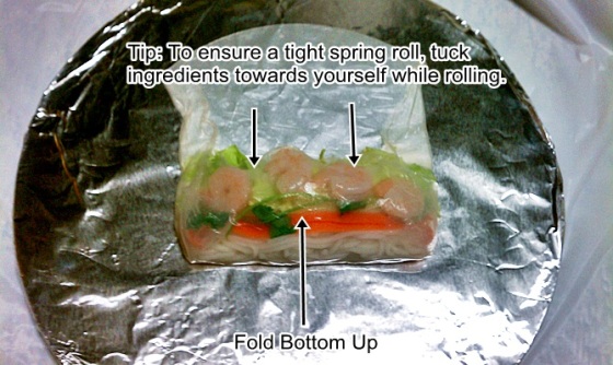 fold rice paper bottom up